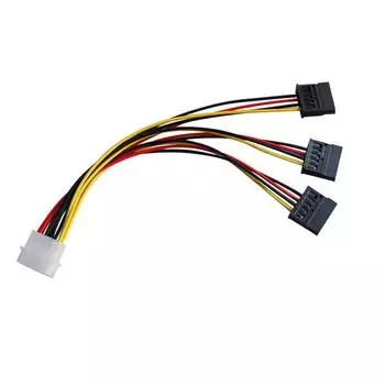 4-контактный Ide Molex на 3 разъема удлинительного кабеля разветвителя мощности Serial Ata Sata