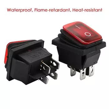 4-контактный KCD4 прямоугольный переключатель, автомобильный морской тумблер, светодиодный переключатель, кнопочный водонепроницаемый переключатель, кнопочный переключатель 30A 250VAC DPST IP65 красный