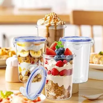 4 контейнера для овса с крышками, герметичные банки для овса, пищевая посудомоечная машина без BPA