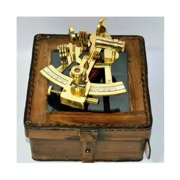4 латунный морской секстант в винтажном стиле с кожаной коробкой для подарков
