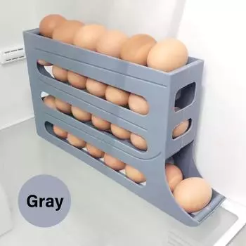 4-layer Refrigerator Egg Carrier Sliding Style Egg Organizer Automatic Scrolling Egg Storage Box Egg Holder Rack Kitchen Tool