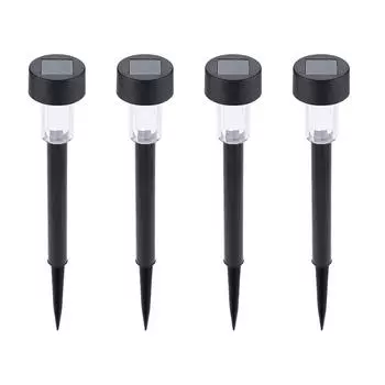 4 LED solar garden lights for paths, black color