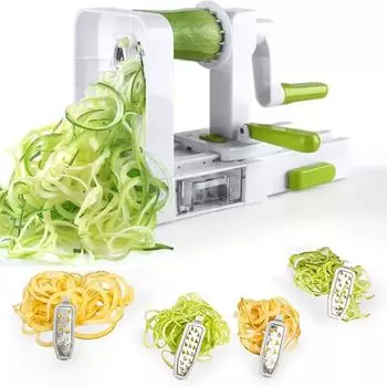 4-лезвийный овощной спиральный станок ручной аппарат для нарезки лапши из цуккини Easy Store ручная терка для моркови зелёный