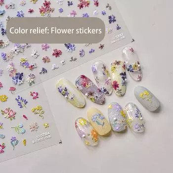 4 листа наклеек с цветочным дизайном для ногтей, цветочные наклейки для ногтей, весенние и летние цветочные наклейки для ногтей, украшения для ногтей своими руками 1