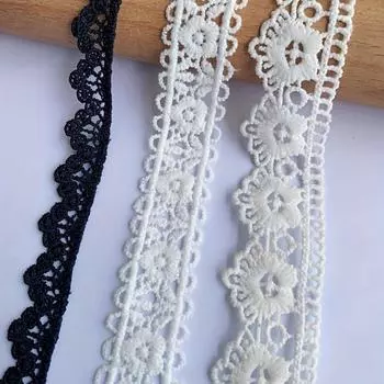 4 м/13,12 фута в каждой сумке Черно-белые кружевные бейки Идеально подходят для одежды Шторы ручной работы DIY Ремесла Швейные аксессуары Цветочный край Вышитые кружевные ленты чёрный