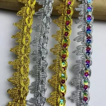 4 м/13,12 футов, кружевная Золотая, серебряная лента для отделки штор, HanMade, сделай сам, аксессуары для шитья с блестками, свадебная одежда для рукоделия, украшение для вечеринки, галстуки, большая ширина, ширина 2 см