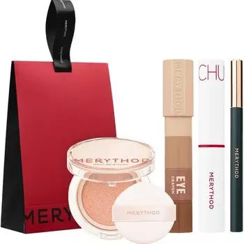 4 Meristed Total, 1 набор, Liltatu Brow Pen Dark Brown 1 + 1 ICRE для ICRAN + Perfect Tone Up Cushion + 1 бальзам Bling Chu Balm Red Waltz, набор корейской косметики