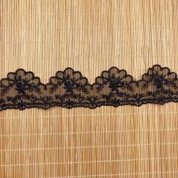 4 метра 4,3 см в ширину Черно-белая волнообразная кружевная сетка вышитая цветочная свадебные платья пижамы аксессуары кружевная отделка 4 meters чёрный