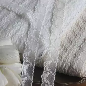 4 метра/лот 2,5 см Белая/бежевая хлопковая сетка кружевная отделка Цветочная вышитая кружевная отделка аксессуары DIY декоративная ткань белый