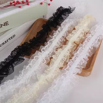 4 метра/лот, ширина 4 см, черный, белый, бежевый, блестящая, средняя эластичная плиссированная сетка, кружевная отделка, эластичная отделка, материал для рукоделия «сделай сам» 4meters белый