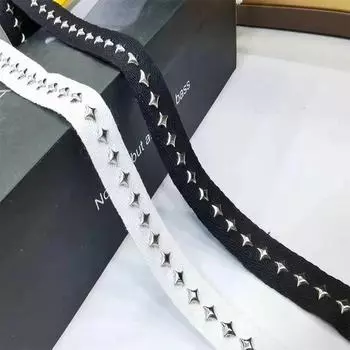 4 метра/партия 2 см в ширину Модный Siiver Rivet Claw Nail тесьма хлопок холст одежда ремень ремень аксессуары декоративный пояс белый