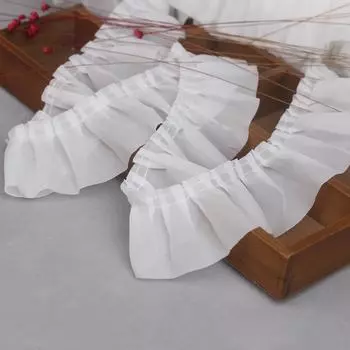 4 метра/партия, 6 см в ширину, мягкий белый шифон высокой плотности, ультраширокое плиссированное кружево, аксессуары для одежды, украшения для кровати, кружево со скидкой белый