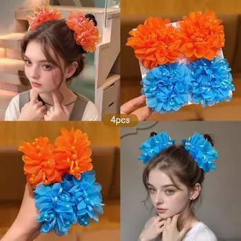 4 Милых заколки-пучка, Цветочные повязки на голову, Милые резинки для волос и Резиновые жилки, Подходящие для повседневной носки головные уборы