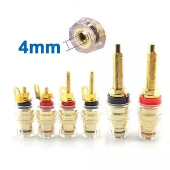 4 мм 1 пара, красный + черный, разъем типа «банан», разъем, резьба, средний разъем для усилителя, динамик, клемма, соединительная колонка, аудио Type 1