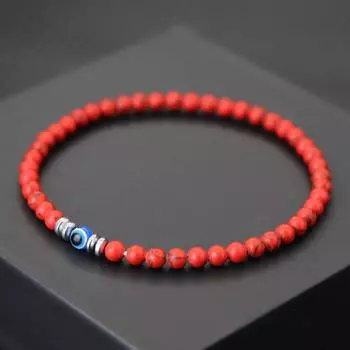 4 мм браслет из мелких бусин из натуральной бирюзы с изображением глаза дьявола для мужчин и женщин, ручная работа, браслет на удачу, дружба, украшения с голубыми глазами