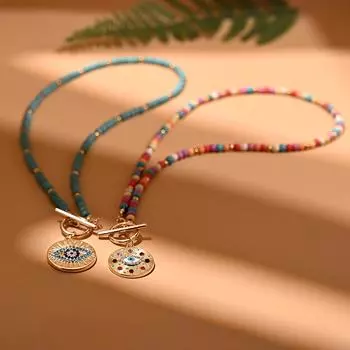 4 мм цветное ожерелье-чокер с камнем для женщин, круглое ожерелье с подвеской в виде зла, модные новые повседневные украшения A золотой