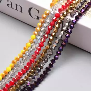 4 мм для ювелирных изделий, подарок, алмазные AB, остроконечные бусины, 1 нитка, аксессуары ручной работы, модные однотонные свободные бусины