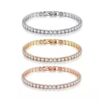 4 мм из нержавеющей стали с покрытием золотого цвета, модный браслет из циркония для женщин, дизайнерская тонкая цепочка с кристаллами, свадебные украшения 4mm&17CM золотой