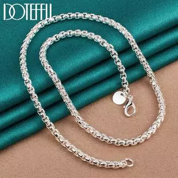 4 мм круглая клетчатая цепочка, серебряное мужское и женское подарочное модное ювелирное изделие 45cm