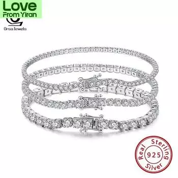 4 мм круглый теннисный браслет из стерлингового серебра 925 пробы и белого золота женские и мужские браслеты ювелирные изделия цепочка на руку Sb94