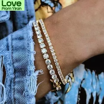4 мм кубический цирконий теннисный браслет женские свадебные украшения фиолетовые циркониевые фианиты мужские браслеты панк хип-хоп серебряный цвет браслеты женские 19cm length