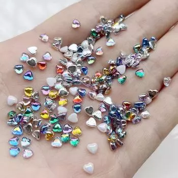 4 мм мерцающие AB цвета сердца ювелирные аксессуары горный хрусталь скрапбукинг аксессуары для дизайна ногтей доступны 200 шт./лот разноцветный