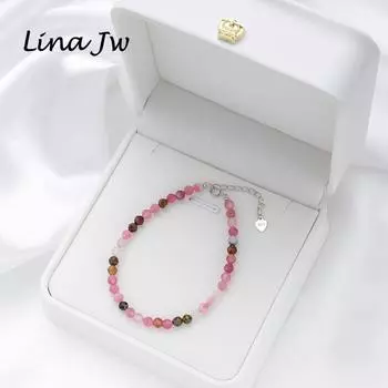 4 мм натуральный камень турмалин браслеты ручной работы на руку для женщин подарок свадебные украшения ювелирные изделия из стерлингового серебра 925 пробы браслеты с аметистом 16-19cm