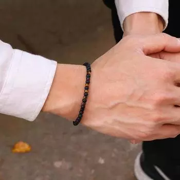 4 мм ручной работы сине-бирюзовый черный оникс тонкий отрезок нити мужской женский браслет из натурального камня для студентов мужского пола ювелирные изделия для пары