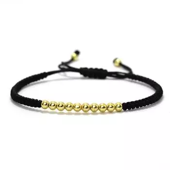 4 мм золотые бусины браслет веревка ручная работа плетеные веревки мужские женские шнурок черный красный парные модели наручные щитки аксессуары на удачу чёрный