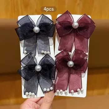 4 модных и милых заколки-бантика для волос для ежедневного использования в качестве аксессуаров для волос Size fits all