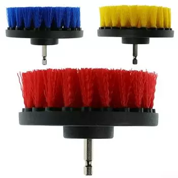 4 мощных скруббера, дрель, щетка, ванна, душевая плитка, насадка для чистки стен, инструмент жёлтый