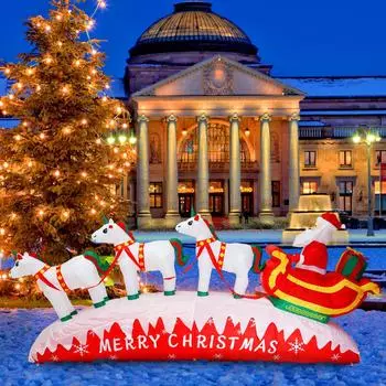 4 надувных рождественских украшения для сада и двора, большой снеговик, Санта-Клаус, надувные игрушки для рождественской елки