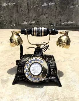 4 Новый дизайн телефона, черный, красный, золотой, DesignGold Винтажная телефонная трубка Поворотный циферблат Подсвечник Стационарный телефон Стиль махараджи золотой