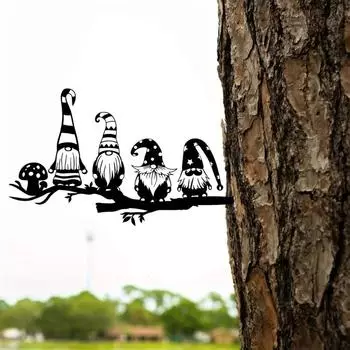 4 очаровательных украшения для столбов в виде гнома из стали и серебра с бусинами, идеально подходят для садовых поделок, стильное украшение для двора бежевый