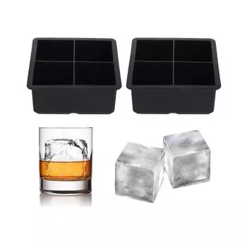 4 отверстия большой куб большой силиконовый квадратный поднос для кубиков льда форма форма для кубиков льда кухонные принадлежности