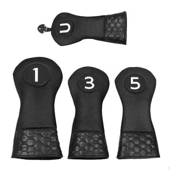 4 Pack Golf Wood Head Covers for Club and Care чёрный