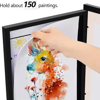 4-Pack Kids Art Frame Set Kids Artwork Organizer Wooden Replaceable Photo Display Home Office Painting Display A4 Size 33x24x3cm