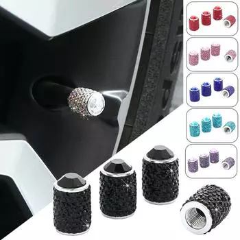 4 шт. в упаковке, роскошный хрустальный колпачок для автомобильного клапана, блестящий пылевой колпачок для колеса, металлический сердечник клапана, модные аксессуары для украшения автомобиля