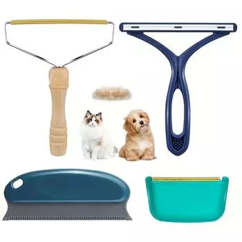 4 pack Reusable Pet Hair Remover for Couch, Clothes, and Carpet - Easily Remove Dog and Cat Hair S синий