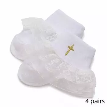 4 Pairs Of Baby Socks With Lace Embroidery 0-18 Months Old Baby Socks Soft And Skin Friendly Cotton Socks 0-1 year old