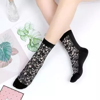 4 Pairs of Socks Women s Mid Length Socks Cotton Soled Stockings Breathable Summer Thin Design Anti Slip and Wear-resistant Mesh Women s Stockings 4 pairs
