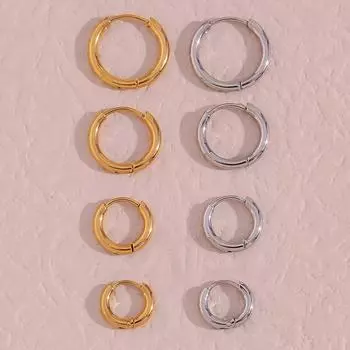 4 пары 8/10/12/14 мм круглые серьги-кольца из нержавеющей стали для женщин, крошечные кольца-кольца для пирсинга ушей