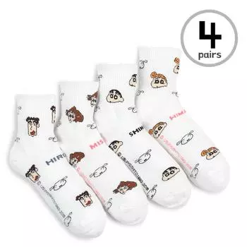 (4 пары) цветные носки Shin Chan с японскими героями мультфильмов для женщин и детей AH14 23cm - 26cm