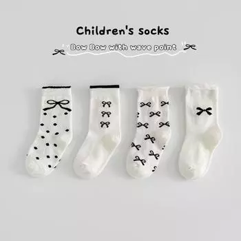 4 пары детских носков, детские хлопковые носки с вишневым узором, носки для малышей и детей 1-12 лет 1-3Y