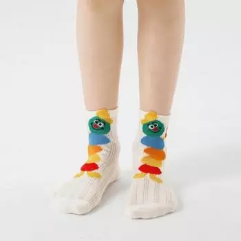 4 пары/комплект, детские новые красочные модные носки с героями мультфильмов для мальчиков и девочек, милые сетчатые дышащие радужные студенческие носки средней длины S разноцветный