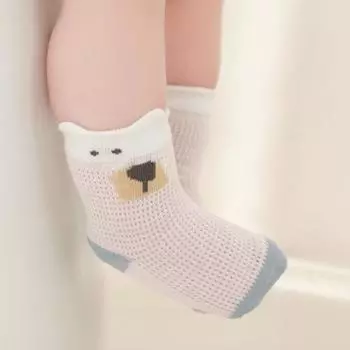 4 пары/комплект детских носков для девочек и мальчиков, летние тонкие носки для новорожденных 0-8 лет, хлопковые сетчатые детские носки с рисунком для малышей 0-1Y(S) жёлтый