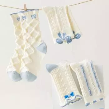 4 пары/комплект милых шикарных детских носков для девочек, корейские модные кружевные детские носки с бантом для девочек, милые весенне-осенние школьные хлопковые носки XXL синий