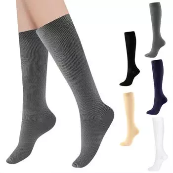 4 пары компрессионных носков унисекс, эластичные чулки до колена с открытым носком и застежкой-молнией XL чёрный