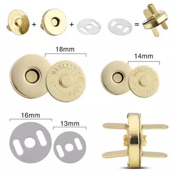 4 пары круглых магнитных кнопок, не требующих шитья, цвета золота/серебра/латуни/оружейного цвета, пряжка Kirsite из цинкового сплава, застежка-кнопка 14/18 мм
