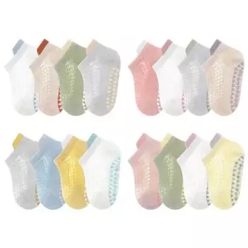 4 пары летних детских носков для мальчиков и девочек, модные простые стильные детские носки до щиколотки, тонкие нескользящие носки из мягкой хлопковой сетки S